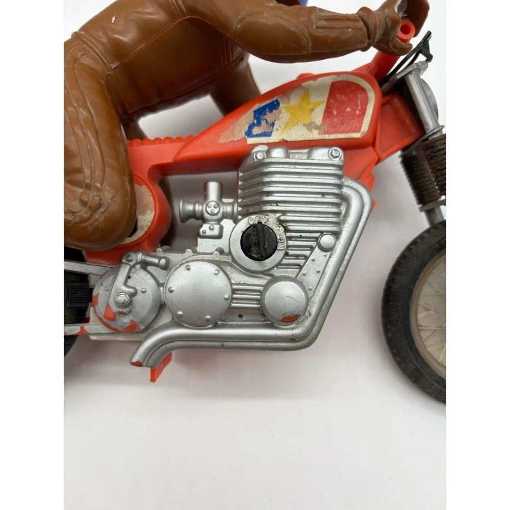 Vintage 1973 Mattel ELECTRIC HOG Triple Threat Motorcycle‎ Stunt Bike Brown Suit